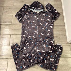 NWT One Piece Fleece Hooded Christmas Pajamas Men's